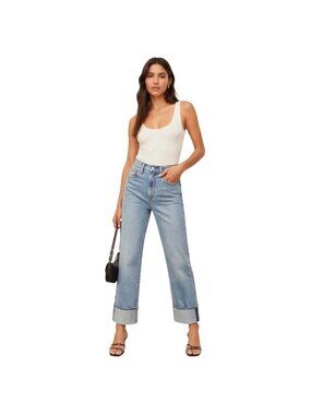 Daze Women's Pixie Straight Cuff High Rise Jeans 5 Pockets Blue Size 4(27) NWT